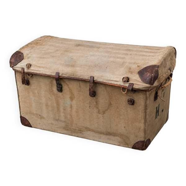 Coffre malle en rotin osier Militaria, Militaire Français Collection