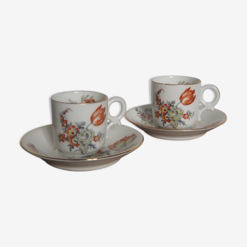 Lot de 2 tasses à café avec assiettes