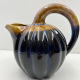 Pitcher Vintage jug in brown and blue ceramic in the shape of a melon