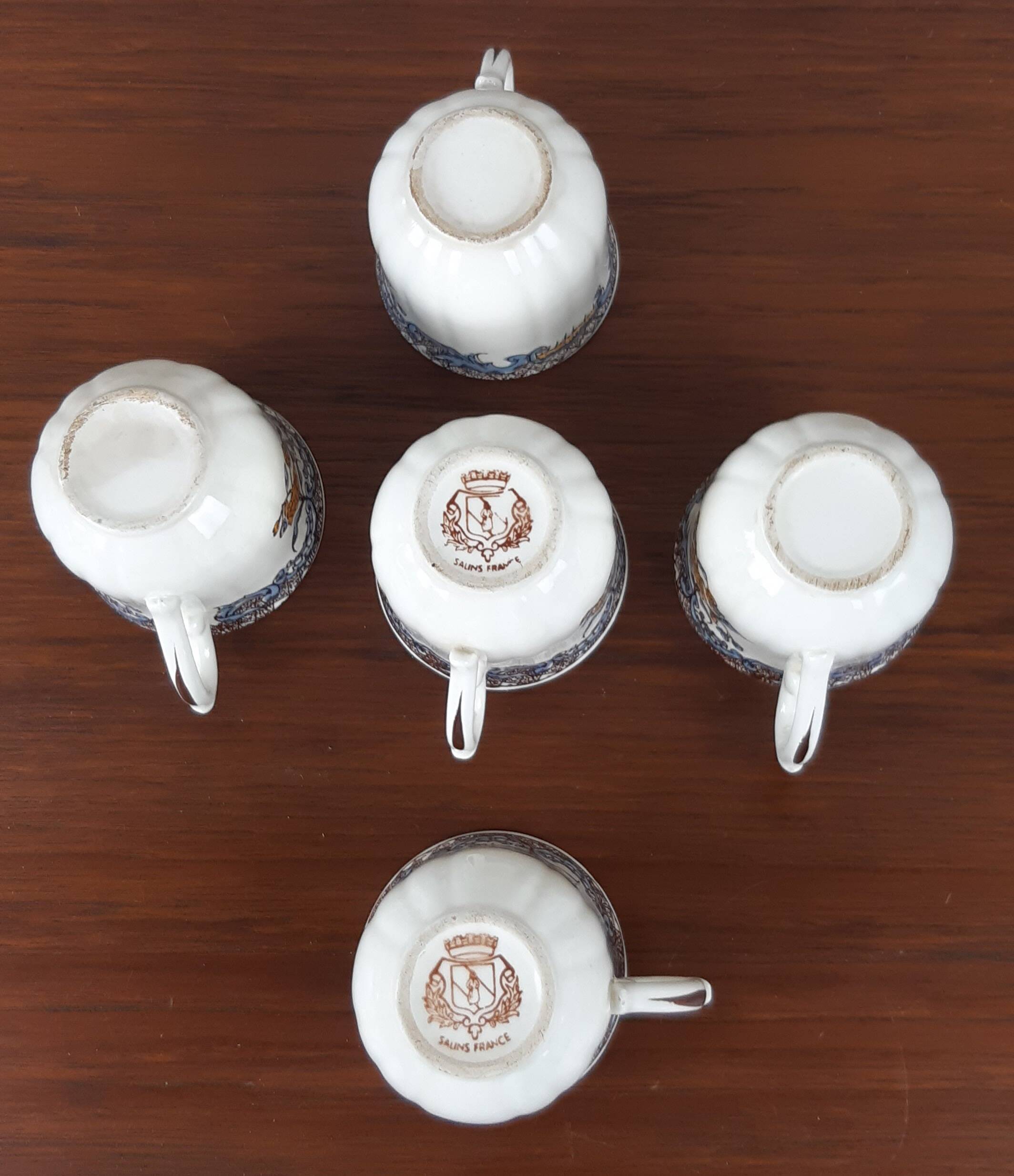 5 tasses à café, Vieux salins modèle Chevreuse