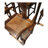 6 Vintage Oriental Asian Chinese Brown Tallback Yokeback Side Chairs. 2 x armchair / 4 x without a