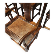 6 Vintage Oriental Asian Chinese Brown Tallback Yokeback Side Chairs. 2 x armchair / 4 x without a