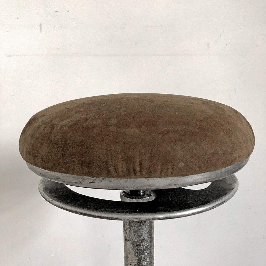 Vintage dentist's stool in aluminum from the 50s