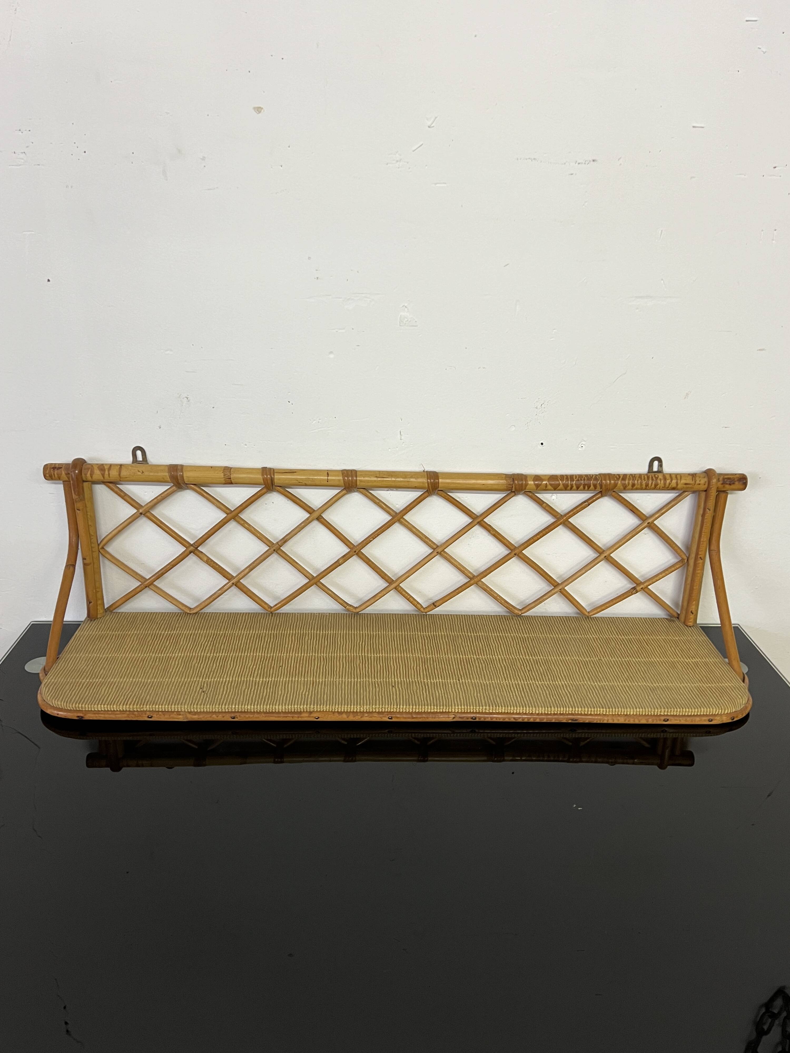 Vintage rattan wall shelf