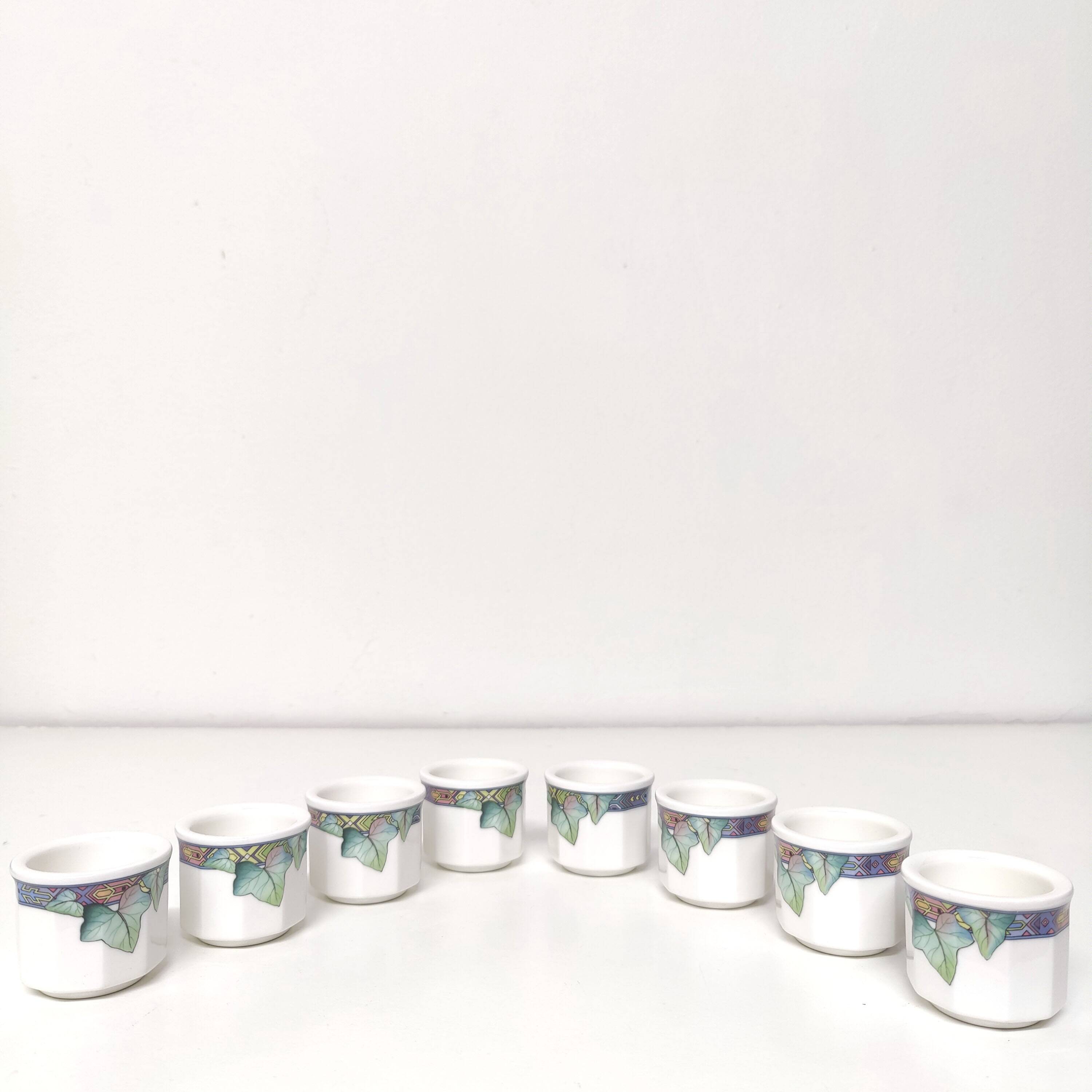 Lot of 8 Villeroy and Boch Pasadena porcelain egg cups with floral decoration