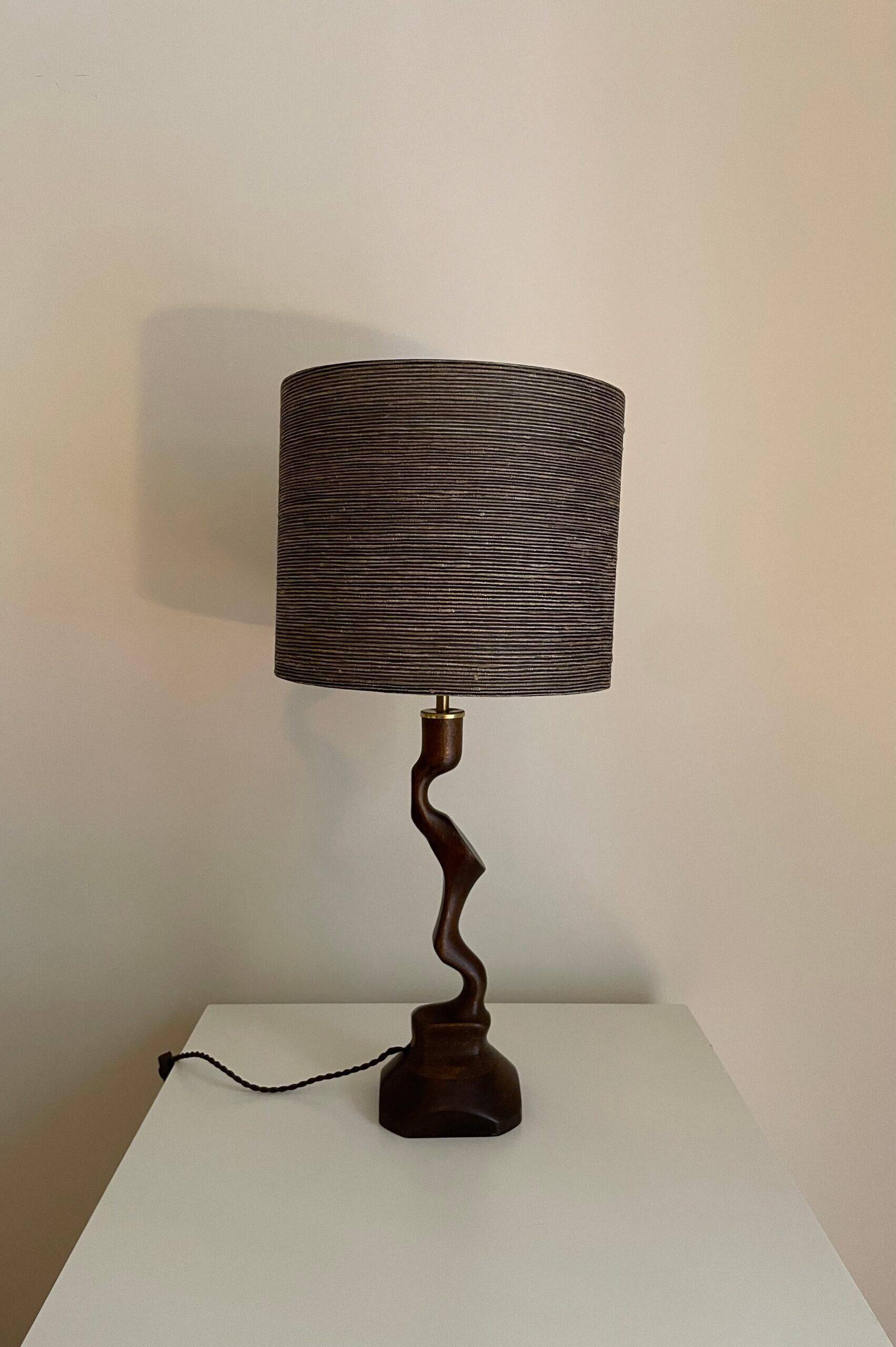 Italian Wood and Silk Lamp