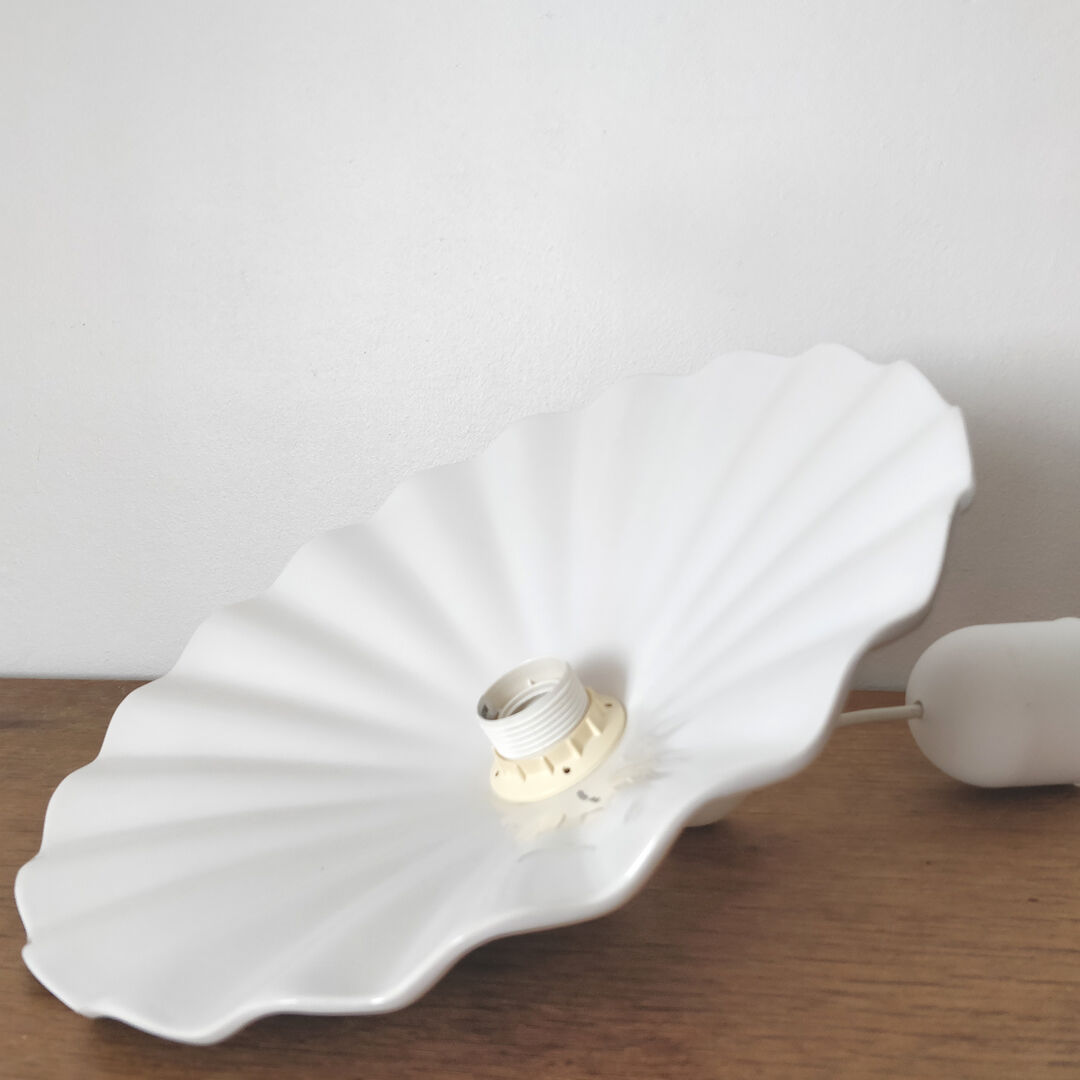 Vintage hanging in white porcelain shaped flower petal