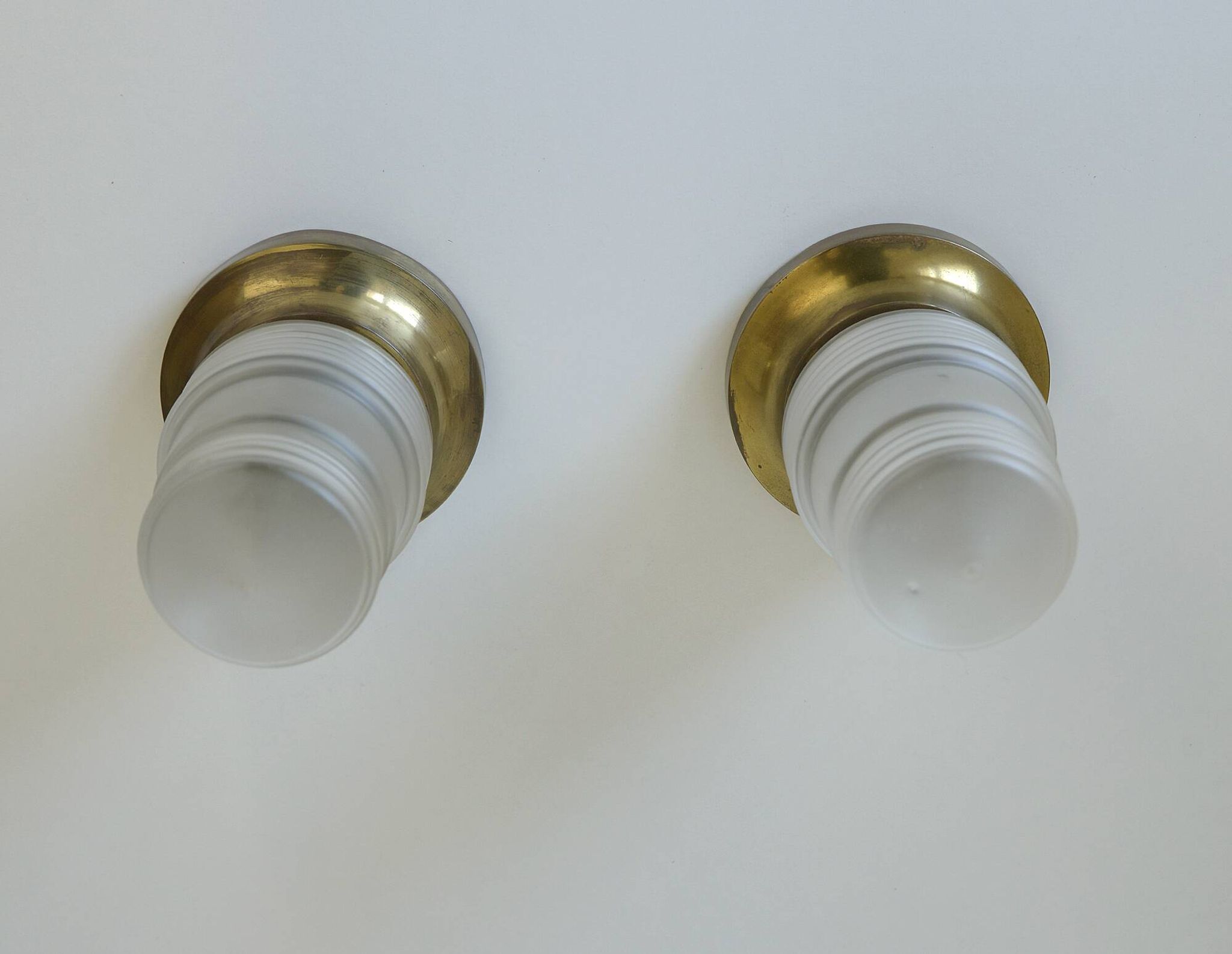 Original Art Deco Brass Sconces Pair of Ceiling Lights Antique  1920 / 1930