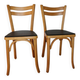2 chaises Baumann N°19 hêtre clair skai noir