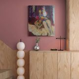 Seated woman, 20th century, signed FORVEILLE on the reverse, oil on canvas, 65 x 54 cm, unframed