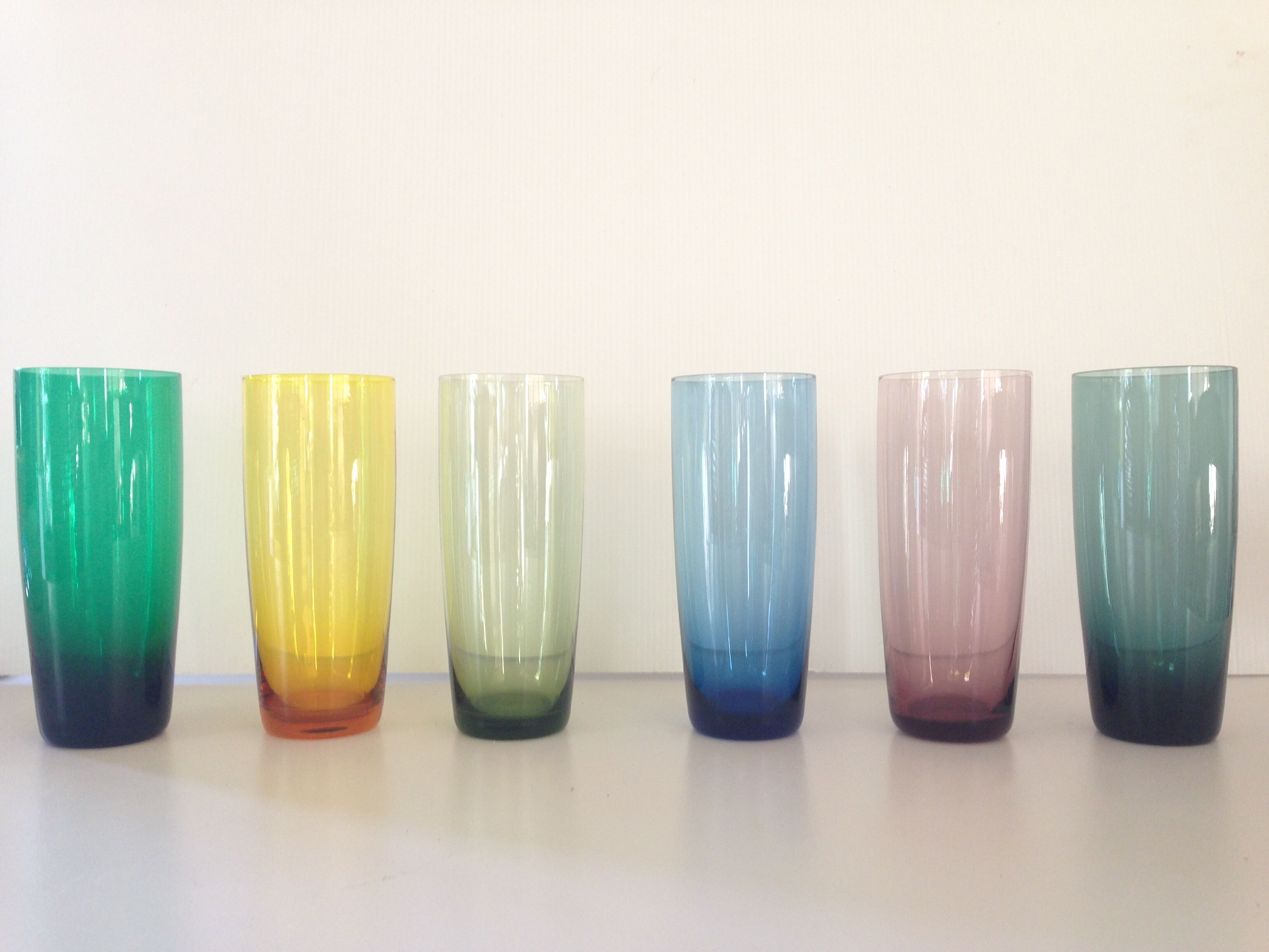 Suite of six colored glasses