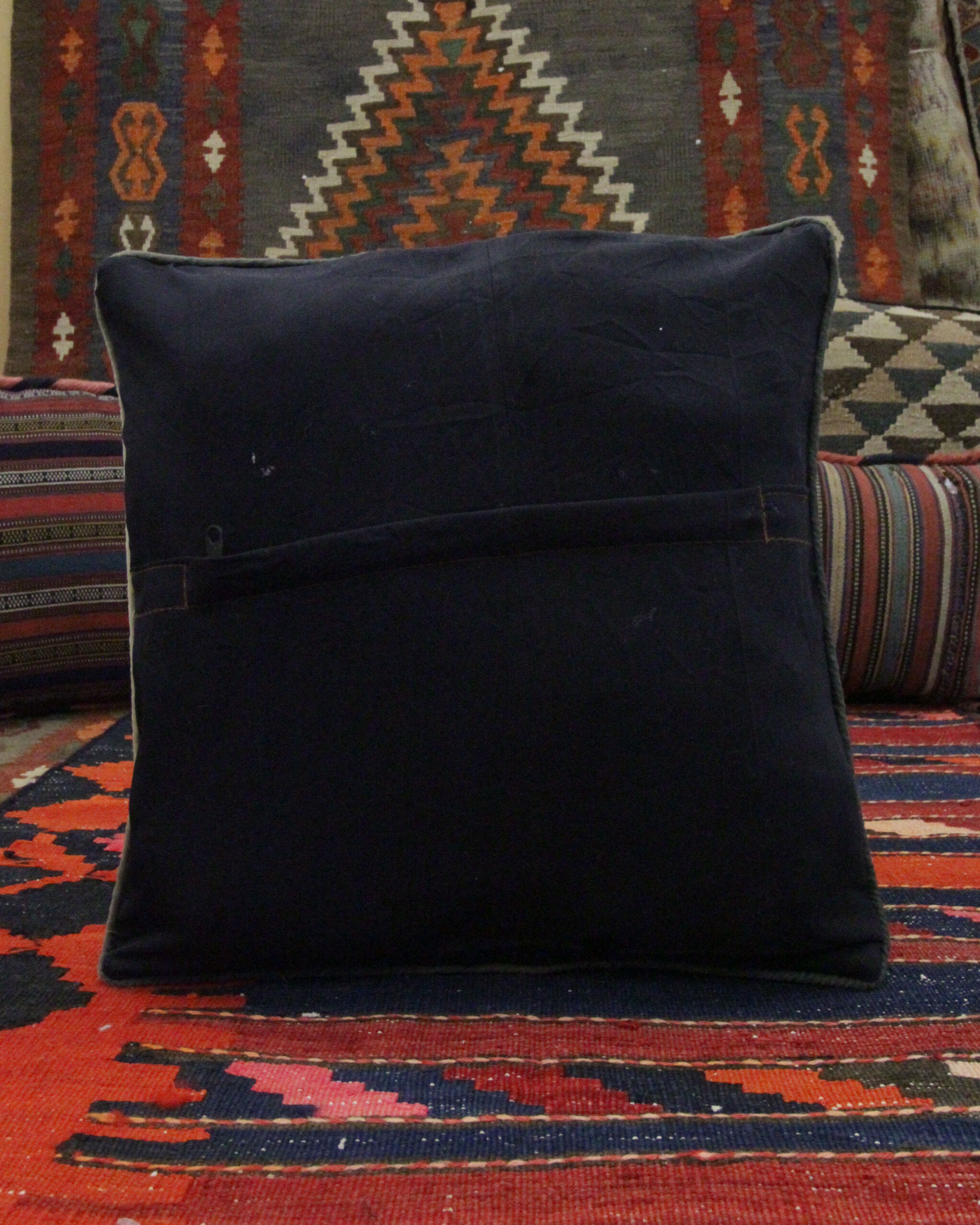 Handmade green purple wool cushion cover traditional kilim scatter pillow- 40x40cm