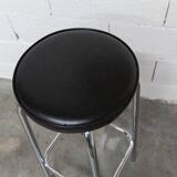 Tabouret 1960 chrome et skaï noir h82.5cm
