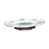 Round dish on pedestal - plate mounted flowered lamp lamp of luneville