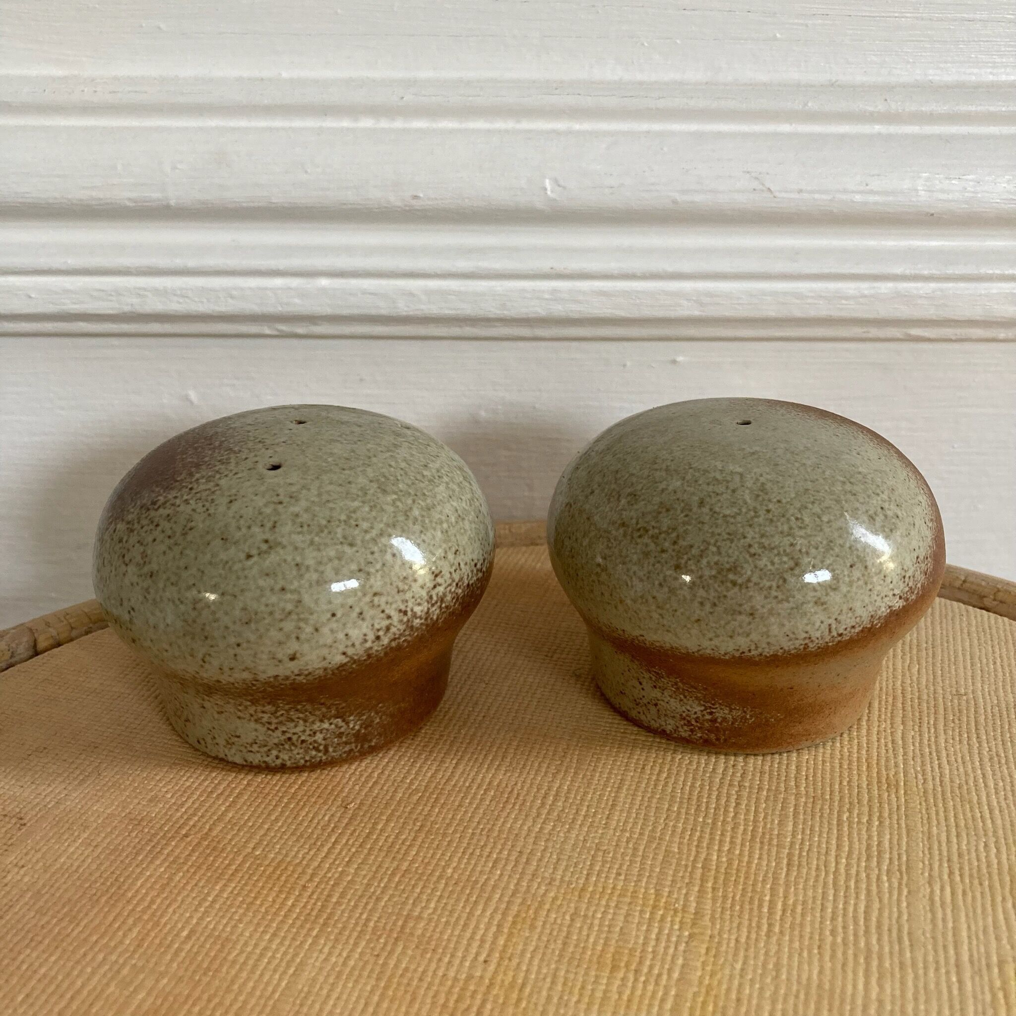 Vintage stoneware salt and pepper shaker