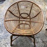 Lot of 2 baskets chairs in vintage rattan