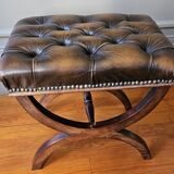 Chesterfield-style leather stool