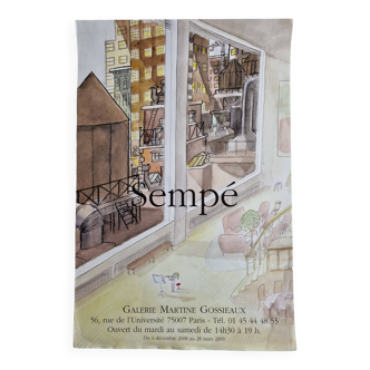 Affiche d'exposition "Sempé - Musicien à New York", galerie Martine Gossieaux, 60 x 40 cm