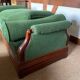 Resting bed in mahogany with epic green velvet fabric from the 19th century.