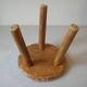 Old tripod stool with 3 wooden legs, painted floral decoration, flower bouquet