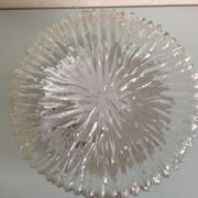 Round ice glass ceiling lamp, vintage 60s-70s
