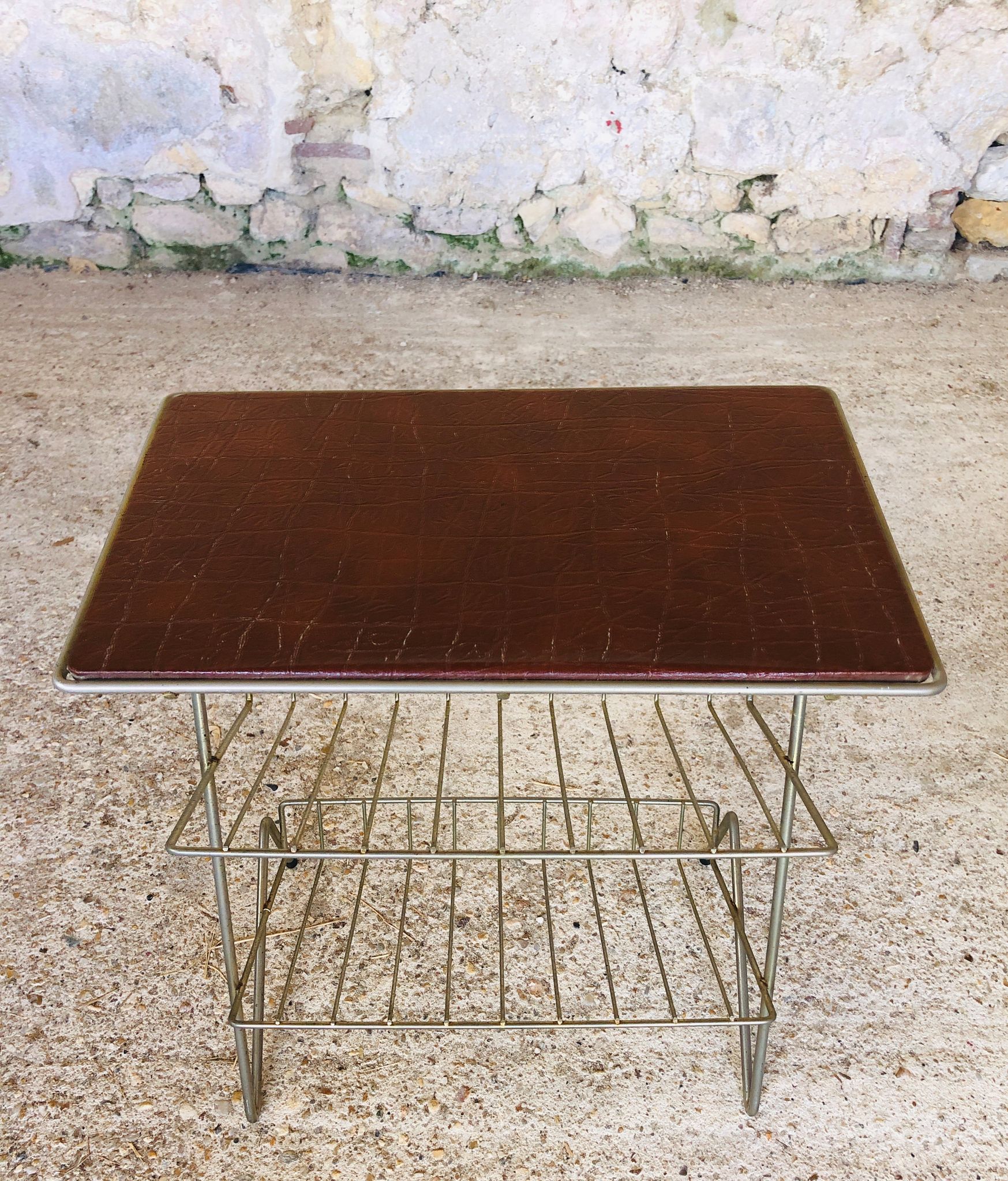 Side table / storage for vinyl top faux leather vintage 60s