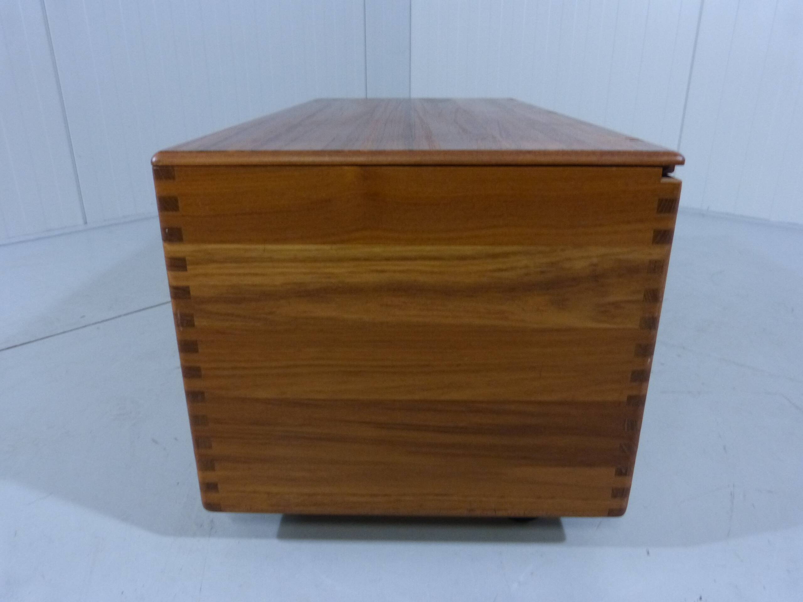 Salin Nyborg Teak Chest / Storage Box / Side Table on Wheels Denmark 1960s