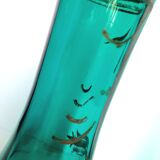 Paire de vases tronconiques 1900 en verre bleu
