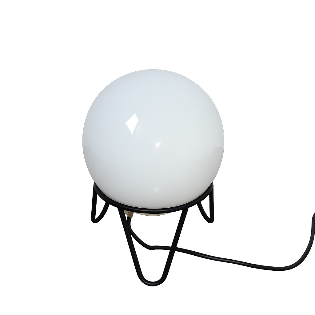 Vintage globe lamp – 1980s, frosted glass, metal frame, E27