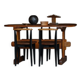 Primitive Swedish oval dining table in pine, early 20th century.