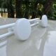 White lacquered metal wall coat rack, 3 hooks, 80s