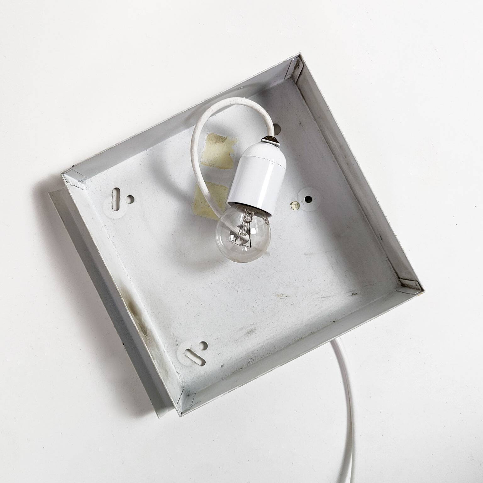 Pair of metal, resin and glass wall lights by Angelo Brotto, circa 1970