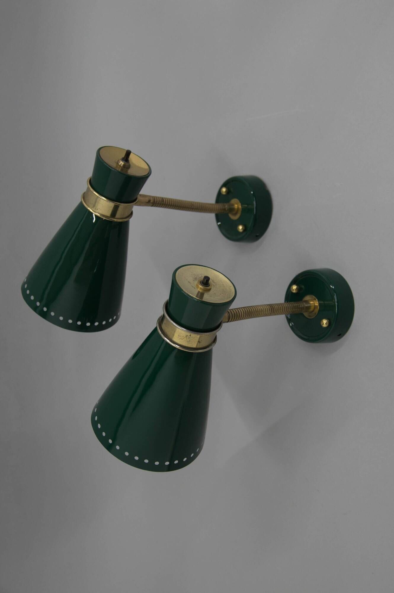 Two Flexible Wall Lamps by Napako in Stilnovo Style, 1960s, Restored