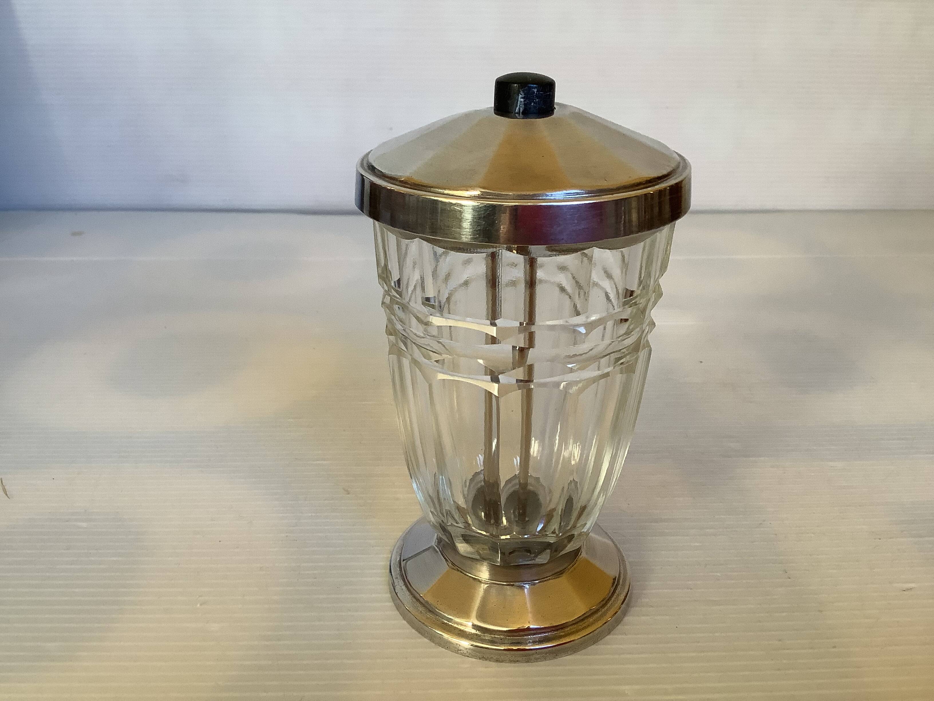 Sucrier saupoudreuse métal argenté argit art déco