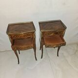 Pair of Louis XV style bedside tables in marquetry