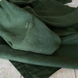 Old tablecloths and its 12 AR monogram damask napkins - 125x186 cm - cotton