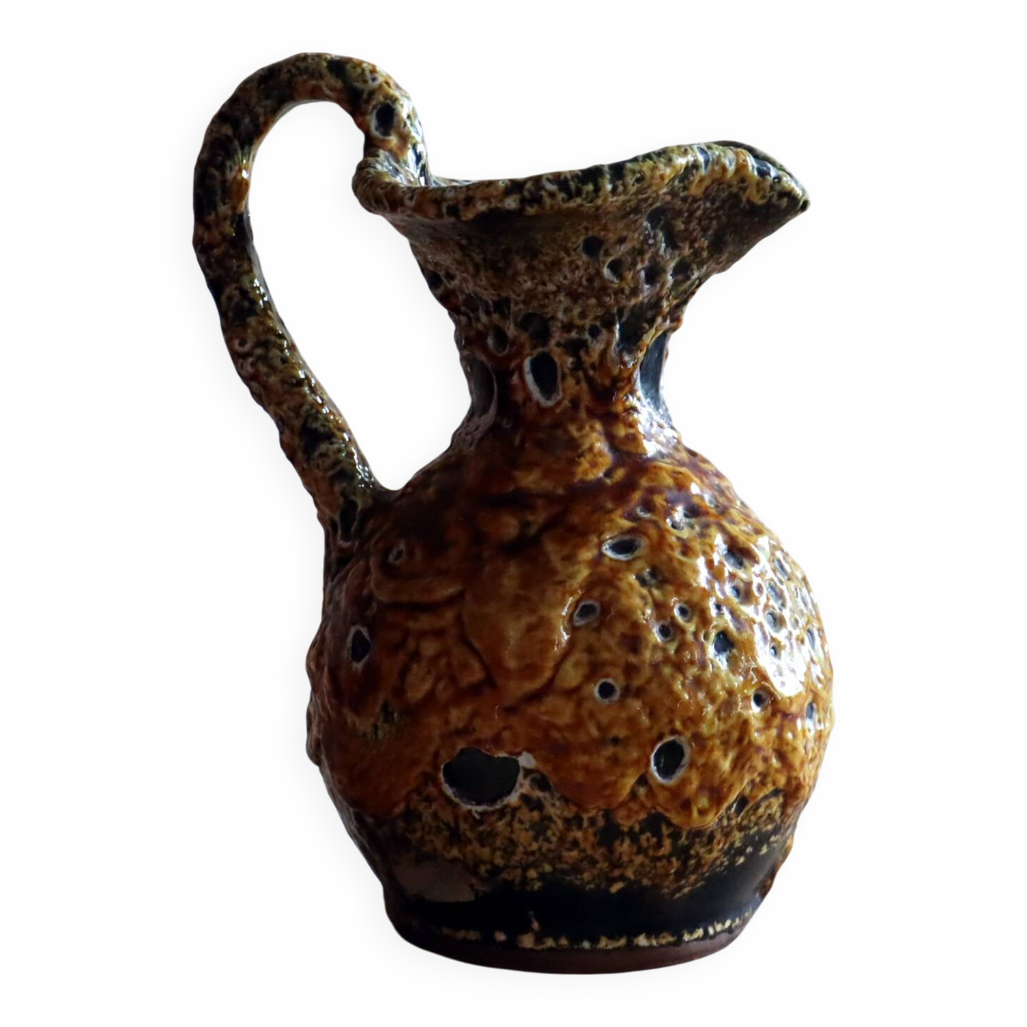 Art Ceramic Jug – Honey Glazes, Cyclops - Vallauris Style