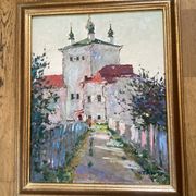 Old painting Oil on cardboard dimensions: height - 59 cm - width - 49 cm -
