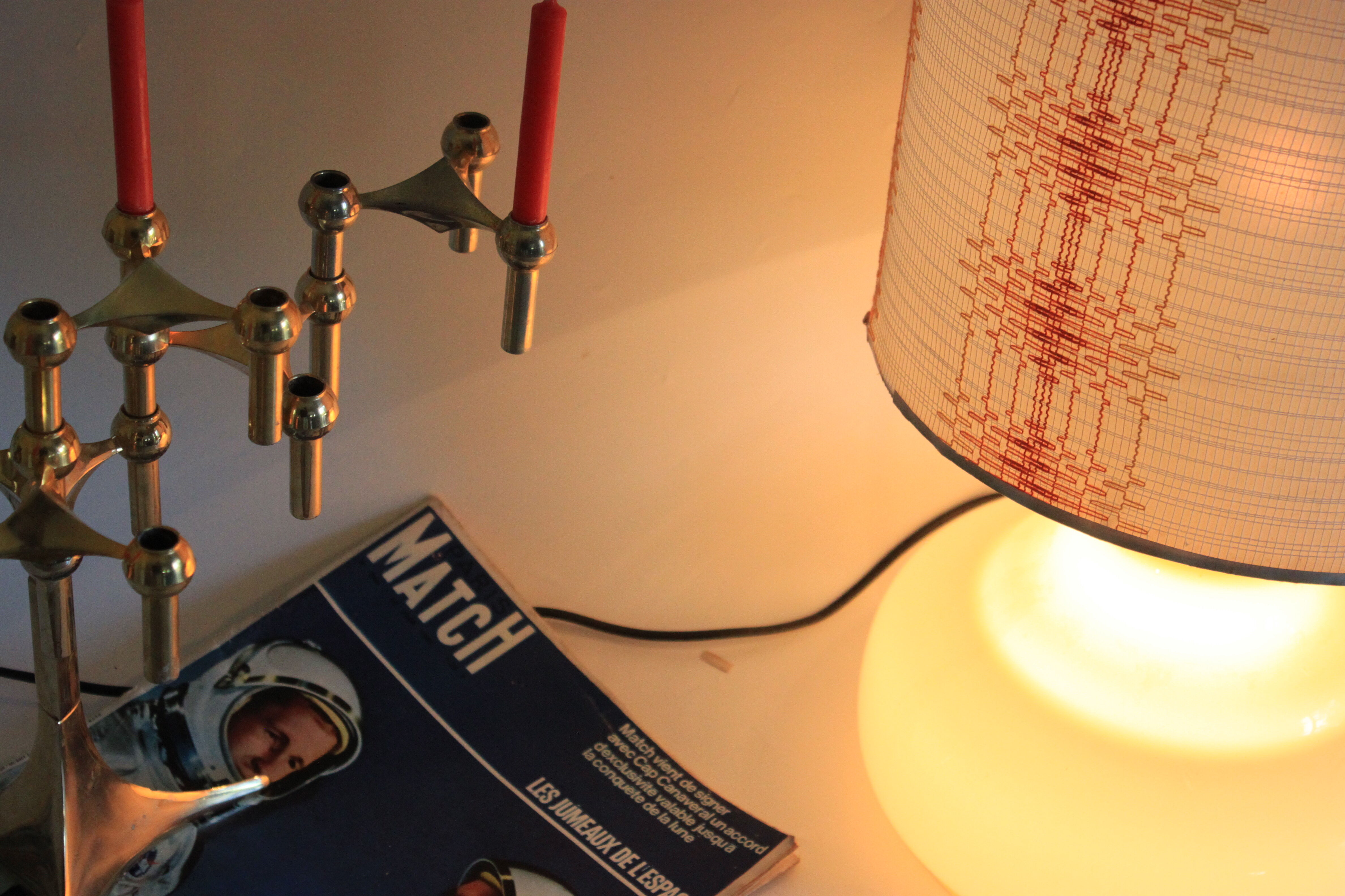 Smoked glass lamp blown double lighting, space age 1970