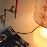 Smoked glass lamp blown double lighting, space age 1970