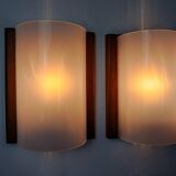 Pair of pine and methacrylate wall lights, Spain 1980