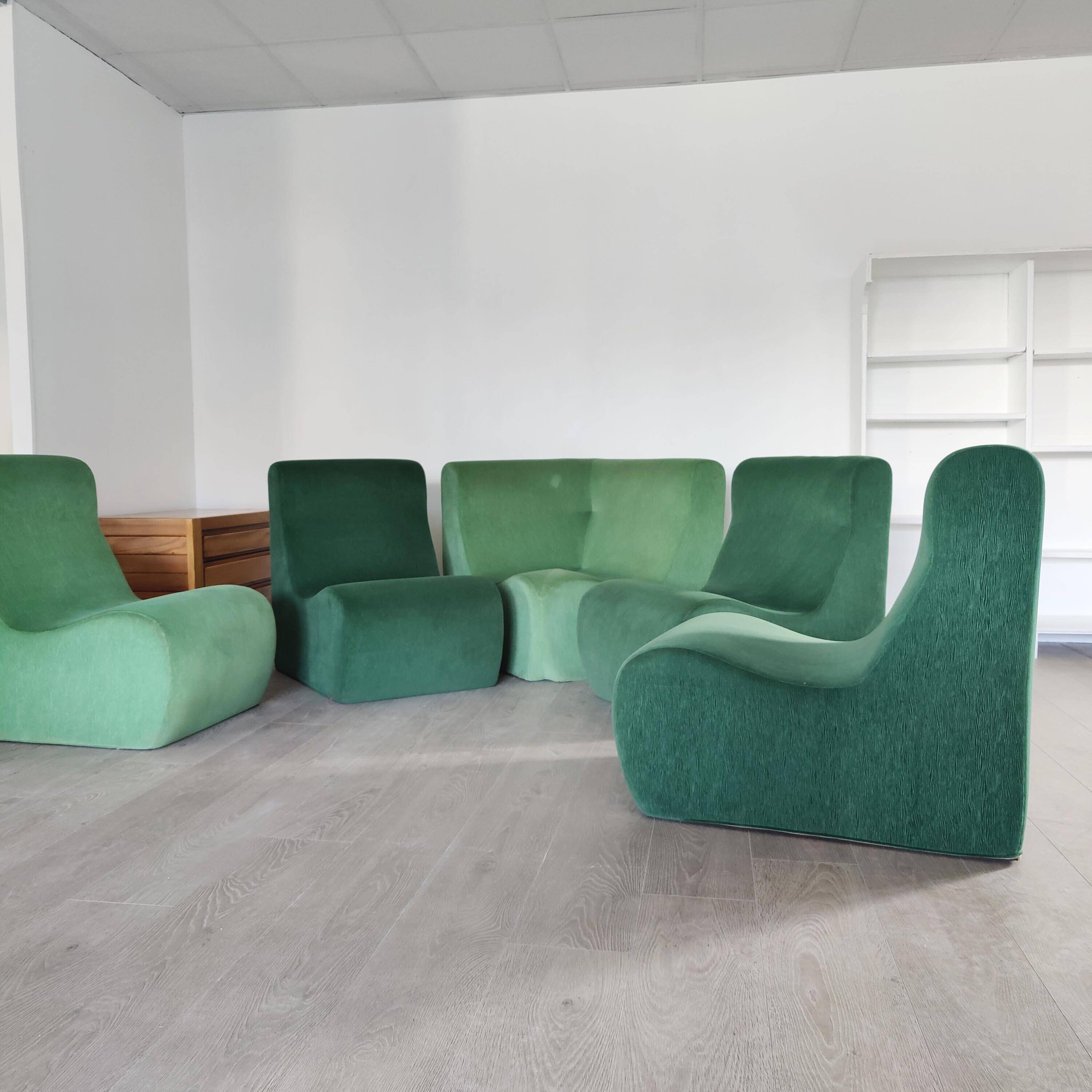 Modular green corner sofa 1970s