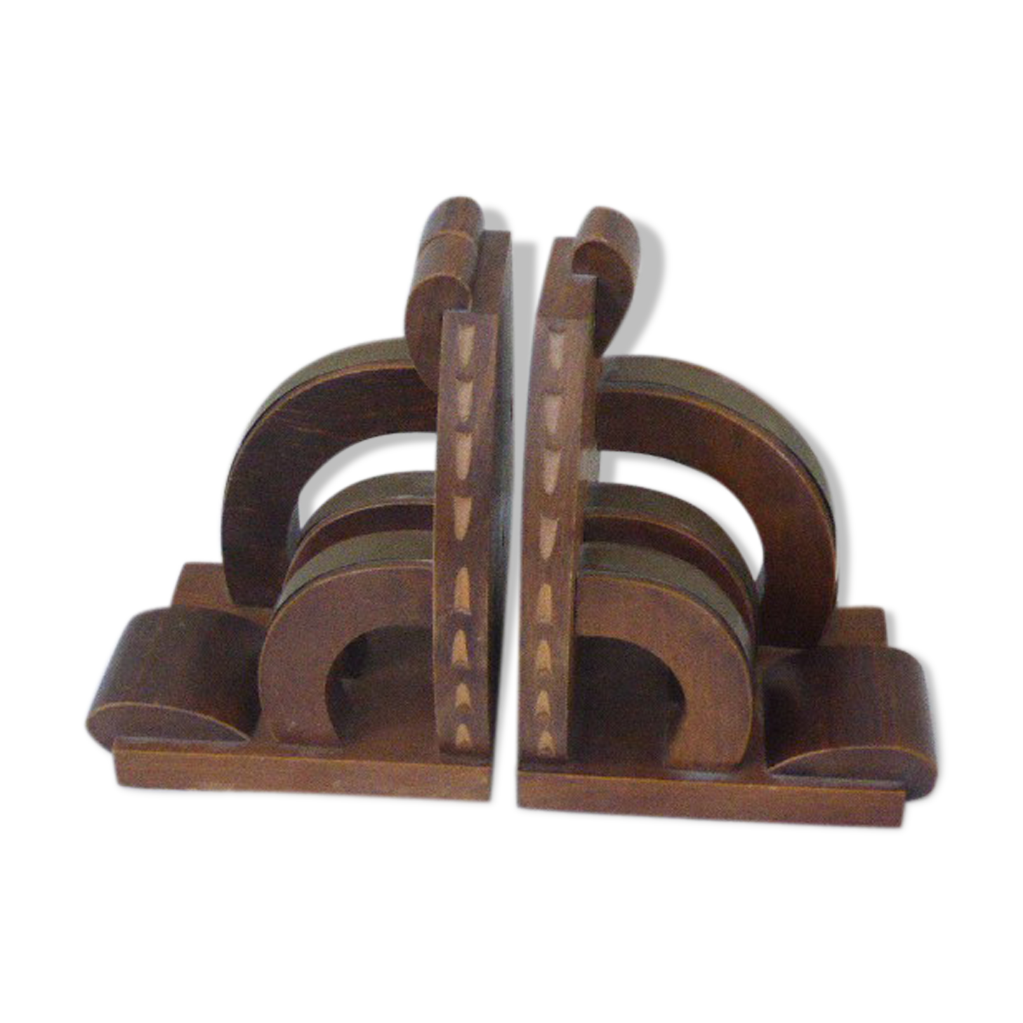 Pair of wood and brass bookand greenhouse, art deco