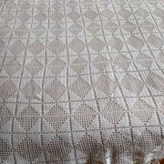 Dessus de lit en coton blanc , Ancien jeté de lit en crochet , couvre lit coton blanc