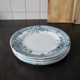 Set of 6 Longwy dessert plates, Watteau model