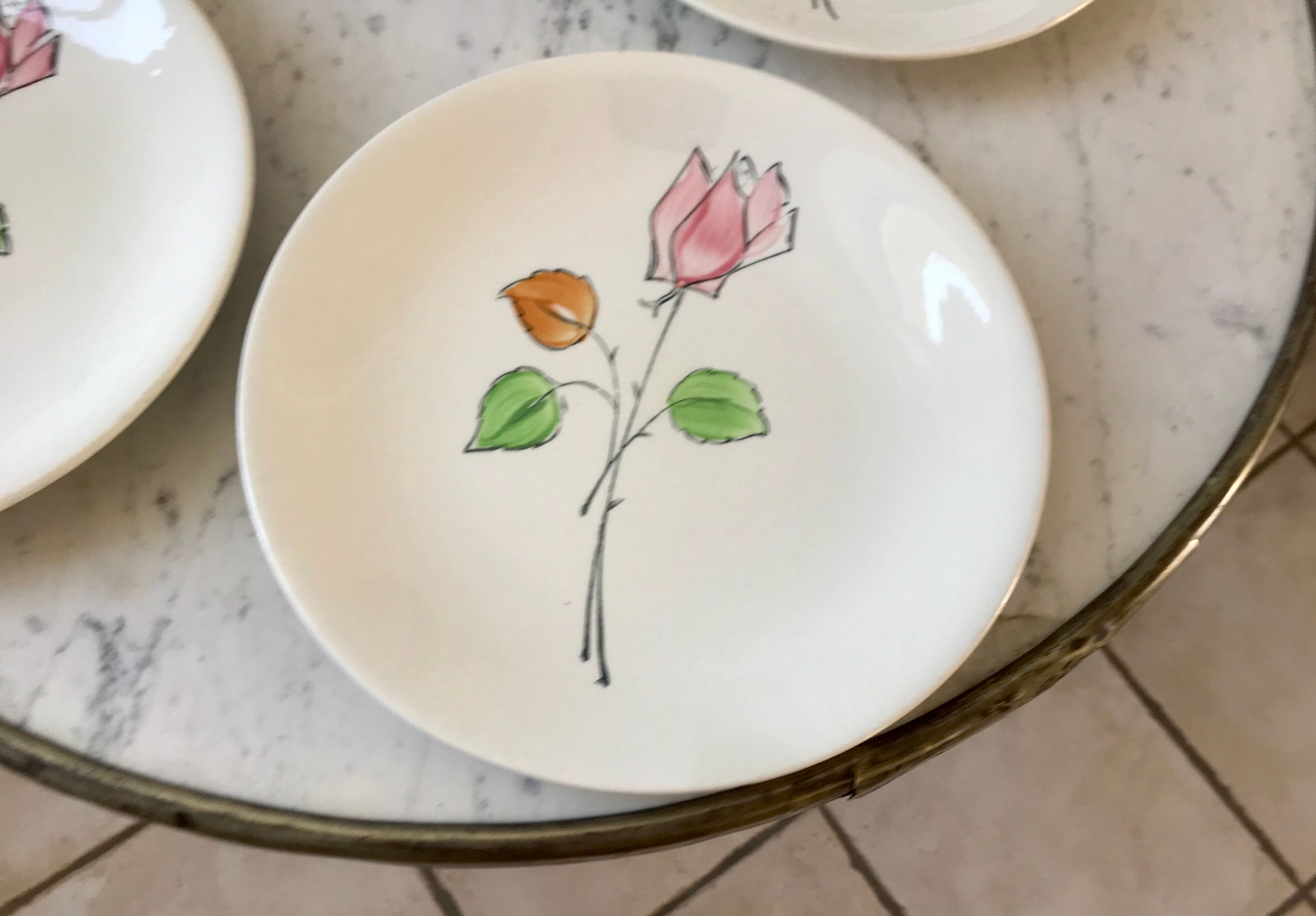 Dessert service flowers Made in France 50s