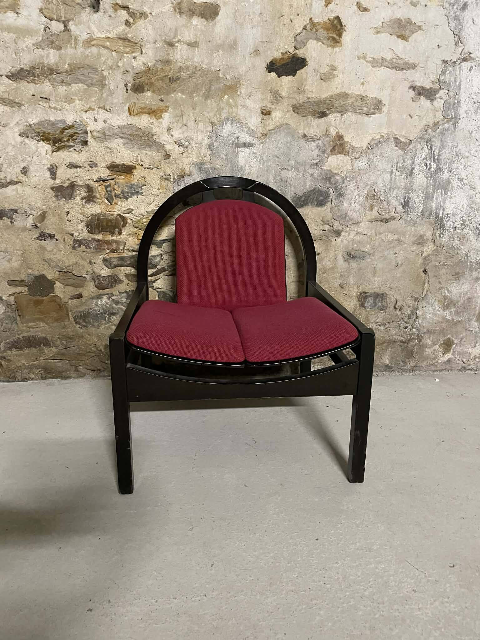 Fauteuil Baumann Argos vintage en bois noir
