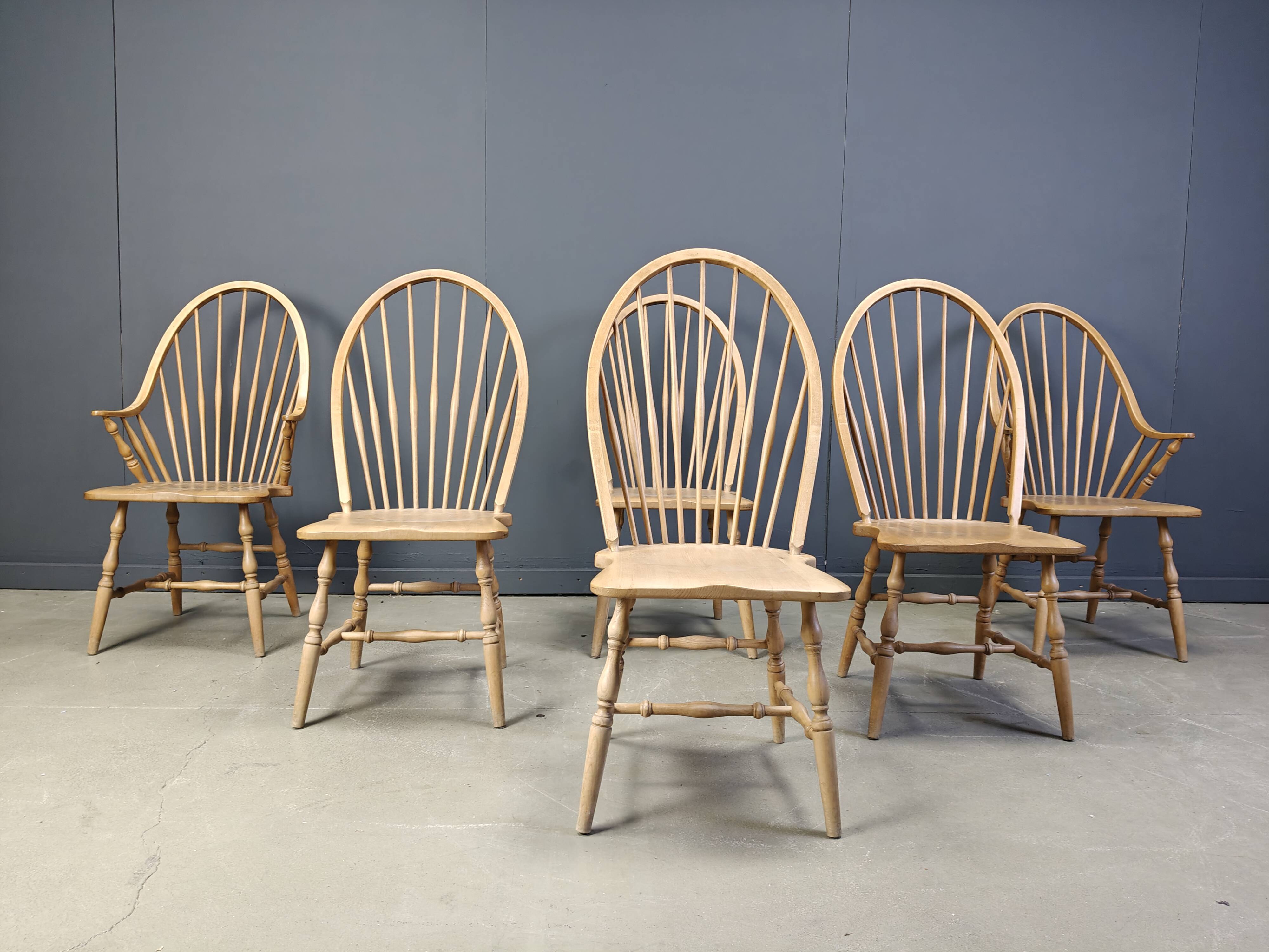 Vintage Windsor Style Dining Chairs, 1960s - Set of 6
