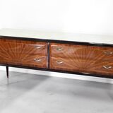 Midcentury Italian Sideboard / Dresser In Walnut And Brass. Vintage Modern