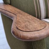 1970s, Danish 3-seater sofa, furniture wool, solid oak wood.